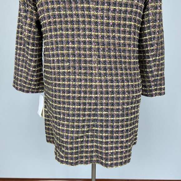 Terry Lewis Classic Luxuries Womens Plus Tweed Coat Gray Yellow Pink size 1X - Picture 10 of 14
